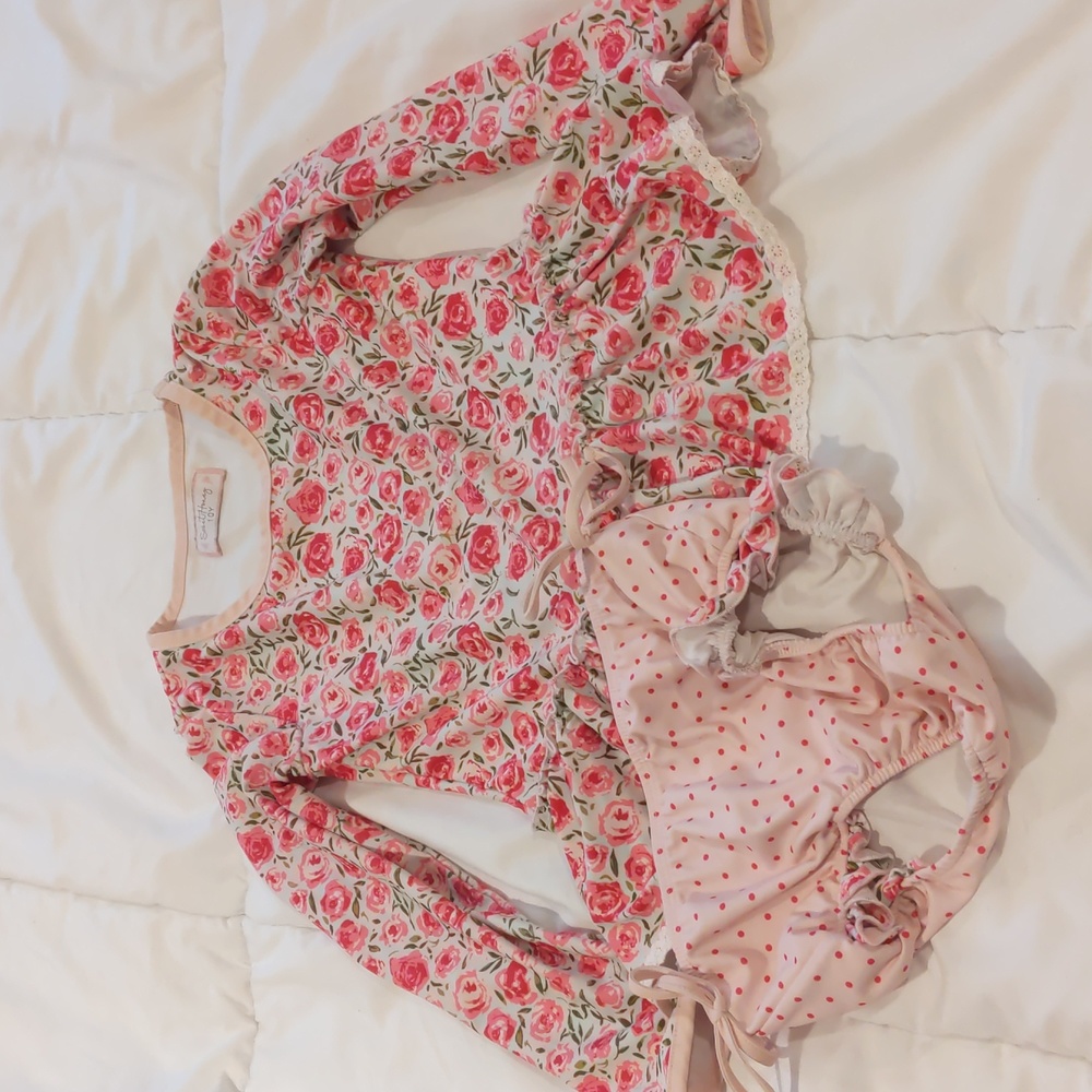 SweetHoney size 10 long sleeve two piece swimsuit.